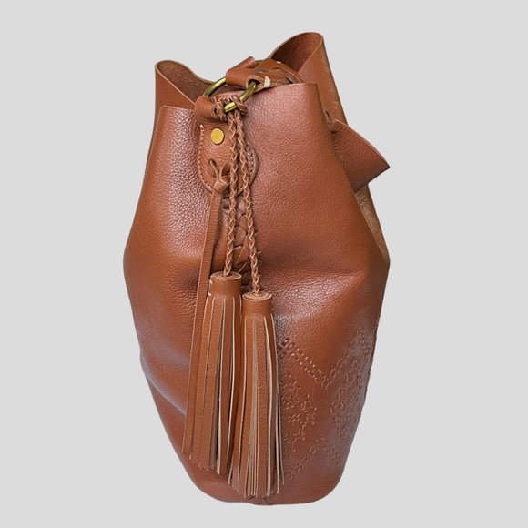 Isabella Fiore Mary Artisanal Braid Leather Hobo Large Handbag in Cognac - Picture 4 of 9